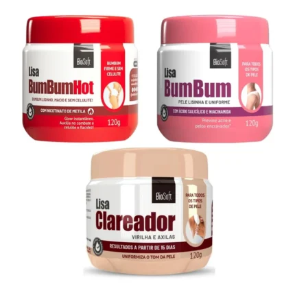 Kit Creme para o Bumbum Celulite Espinha e Clareador Mancha