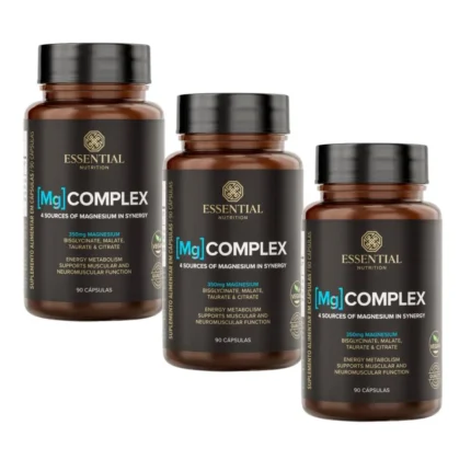 Kit 3x Mg Complex - 4 Tipos de Magnésio - 90 cápsulas - Essential Nutrition
