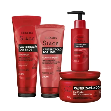 Kit Eudora Siàge Cauterização dos Lisos Shampoo 250ml + Condicionador 250ml + Máscara 250g + Leave-In 100ml