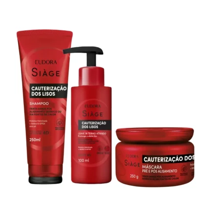 Kit Eudora Siàge Cauterização dos Lisos Shampoo 250ml + Máscara 250ml + Leave-In 100ml
