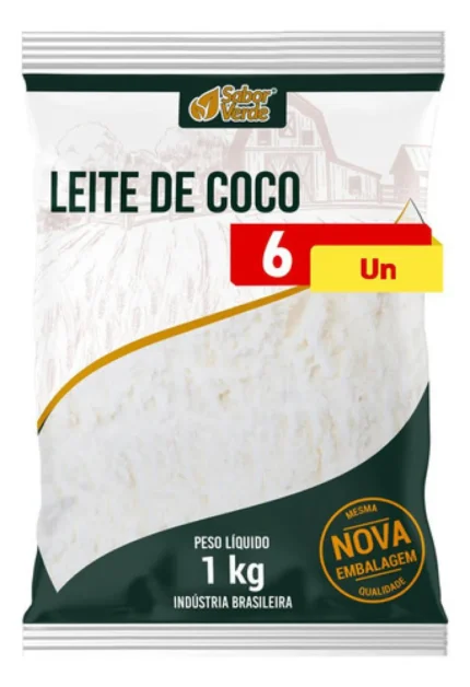 Kit 6 Leite de Coco em Po Vegano 1Kg - Sabor Verde